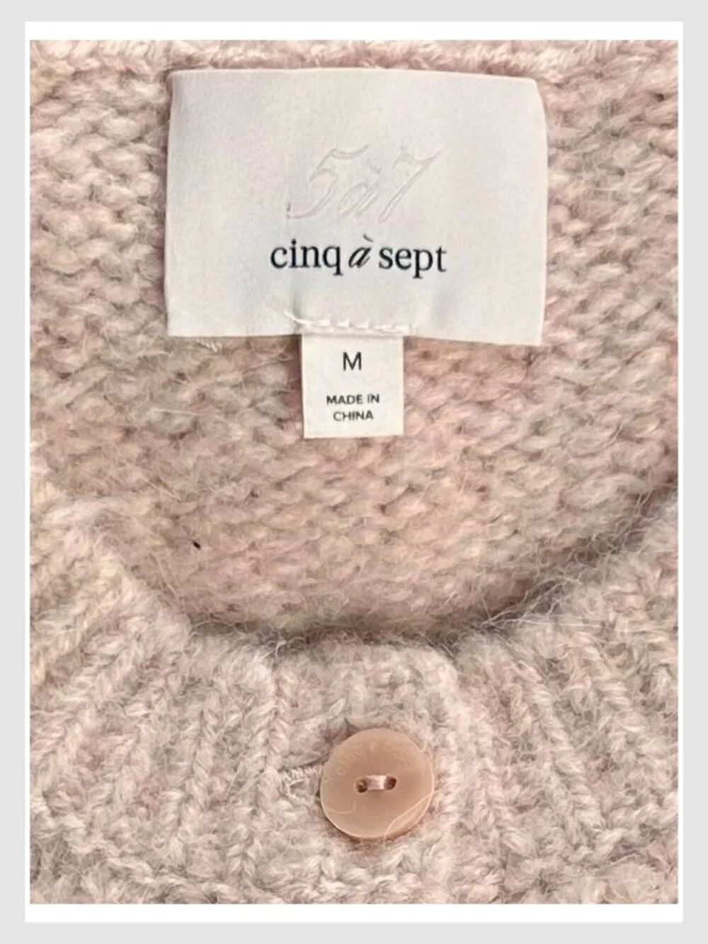 Cinq à Sept Millicent Pink Embellished Puff Sleeve Cardigan M